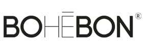 Logo BOHEBON stylisé avec tréma et marque déposée Logo stylisé de la marque BOHEBON, en noir sur fond blanc, avec un tréma sur le E et un symbole de marque déposée ®.