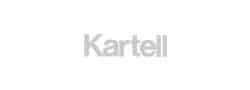 Kartell Logo : Design Italien et Mobilier Contemporain Logo gris clair de la marque de mobilier Kartell sur fond blanc.