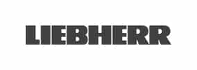 Logo Liebherr : Texte officiel en gris et gras Logo Liebherr en lettres capitales grises, caractères gras et blocs, sur fond blanc.